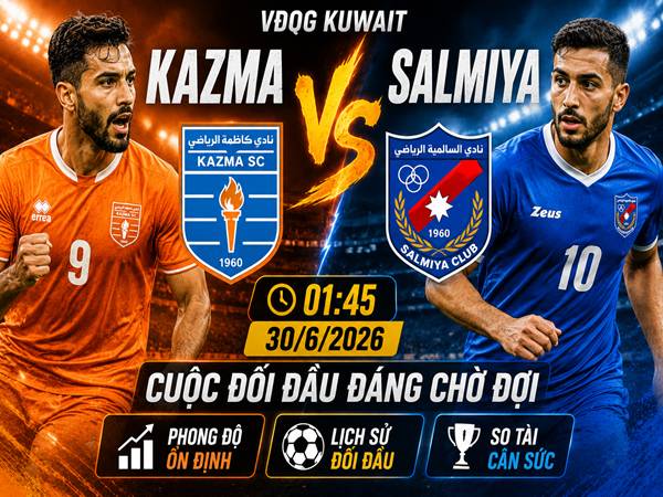 Số liệu trận đấu Kazma gặp Salmiya 1h45 ngày 30/6